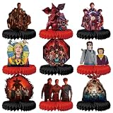 9Pcs Stranger Season 5 Things Honeycomb Table Centerpiece, Stranger Season 5 Things Birthday Party Supplies Table Decorations for Kids Party Decorations