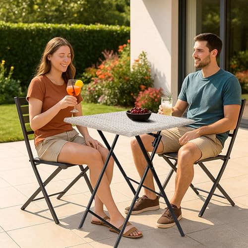 Table de jardin rectangulaire en rotin BRUBAKER Lugano - 8