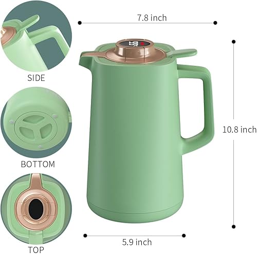 Miniatura 6 de Taza térmica de café con pantalla de temperatura, olla térmica con doble revestimiento de vidrio al vacío, dispensador de café, tetera, tetera,
