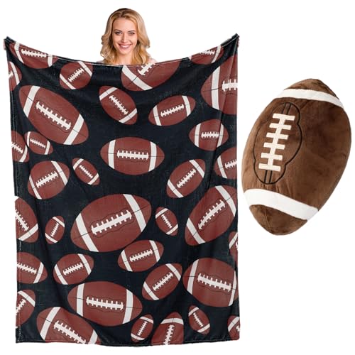 Mindsoft Football Throw Blanket Gift for Boys Men with Plush Pill...