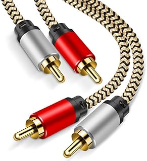 RCA Cable 15M,Hanprmeee 2RCA Male to 2RCA Male Audio Stereo Subwoofer Cable Nylon-Braided Auxiliary Audio Cord for Home Theater, HDTV, Amplifiers, Hi-Fi Systems,Speakers (15M/50FT)