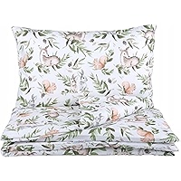 BABYMAM 2Pc Set To Fit Cot 120x90cm Cotton Baby Bedding Cot Toddler Duvet Cover And Pillowcase On Safari