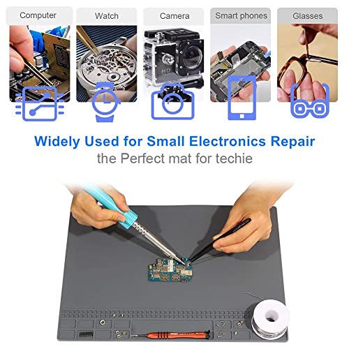 Soldering Mat, Premium Magnetic Silicone Repair Mat, Heat Resistant 932°F Solder Mat For Solder Station, Phone, Computer, Laptop Electronics Repair 13.8'' X 9.8'' Gray #TOP2