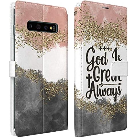 Mertak Wallet Case Compatible with Samsung Galaxy Note 20 Ultra S21 Plus S20 A70 S10 God is Great Folio Christian Protective Cover Bible Verse Slim Abstract Inspirational Lightweight Flip Quote Cover