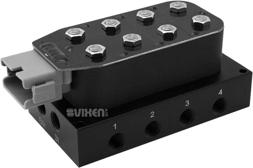 Vixen Air Suspension Valve Manifold 1/4" NPT Kit, with 8 Air Ride