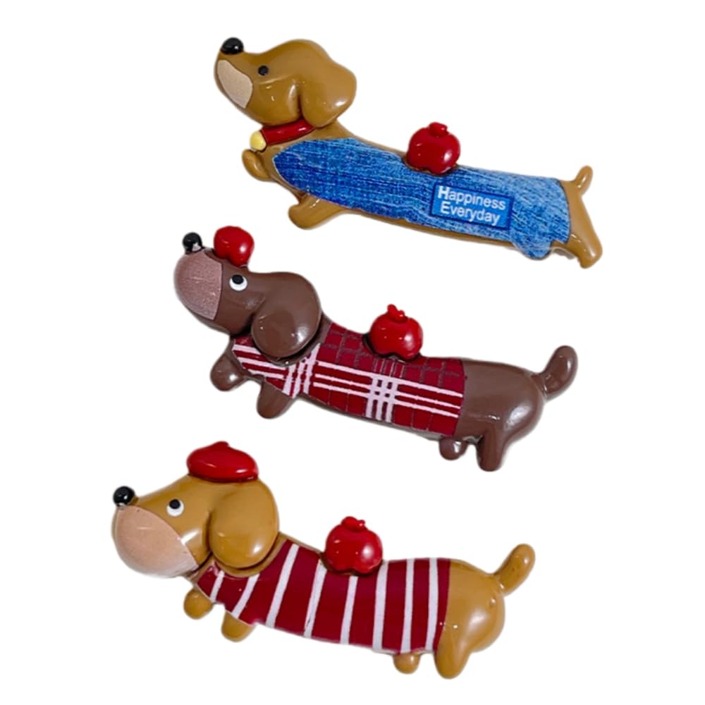 Omeiu Women's Dog 3Pcs Store Resins Dachshund Cats Dogs Magnets For Fridge Or Whiteboard Fun And Functionality Cartoon Animal Refrigerator Sticker Decors (Dog 3Pcs)