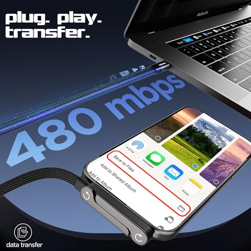 Image of Dubstep Blaze Fusion Kickstand 240W Type-C Cable 1.5M | PowerBlitz | 360 Metal Kickstand | 480 Mbps | Nylon Braided | Fast Charging for Laptop, Tablet & Mobile (Black)