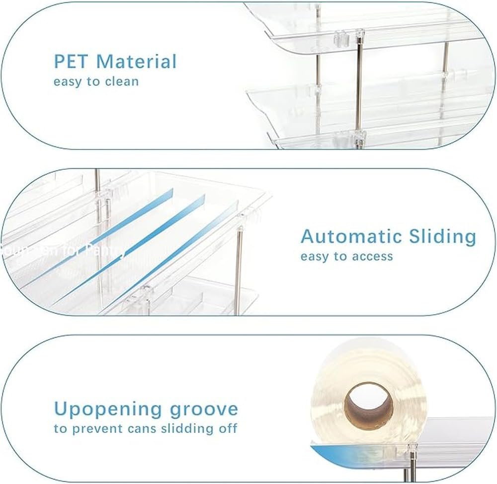 Étagère empilable Transparente pour canettes de,Clear 3Tier