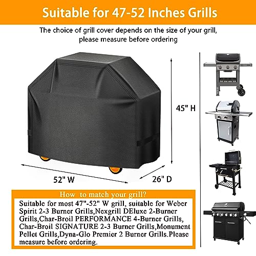 Image of Aoretic Grill Cover, 52 inch Heavy Duty BBQ Gas Grill Cover for Outdoor Grill, Charbroil Grills Covers Barbecue Waterproof for Weber Char-Broil Monument, Dyna-glo Nexgrill T-Spun Polyester