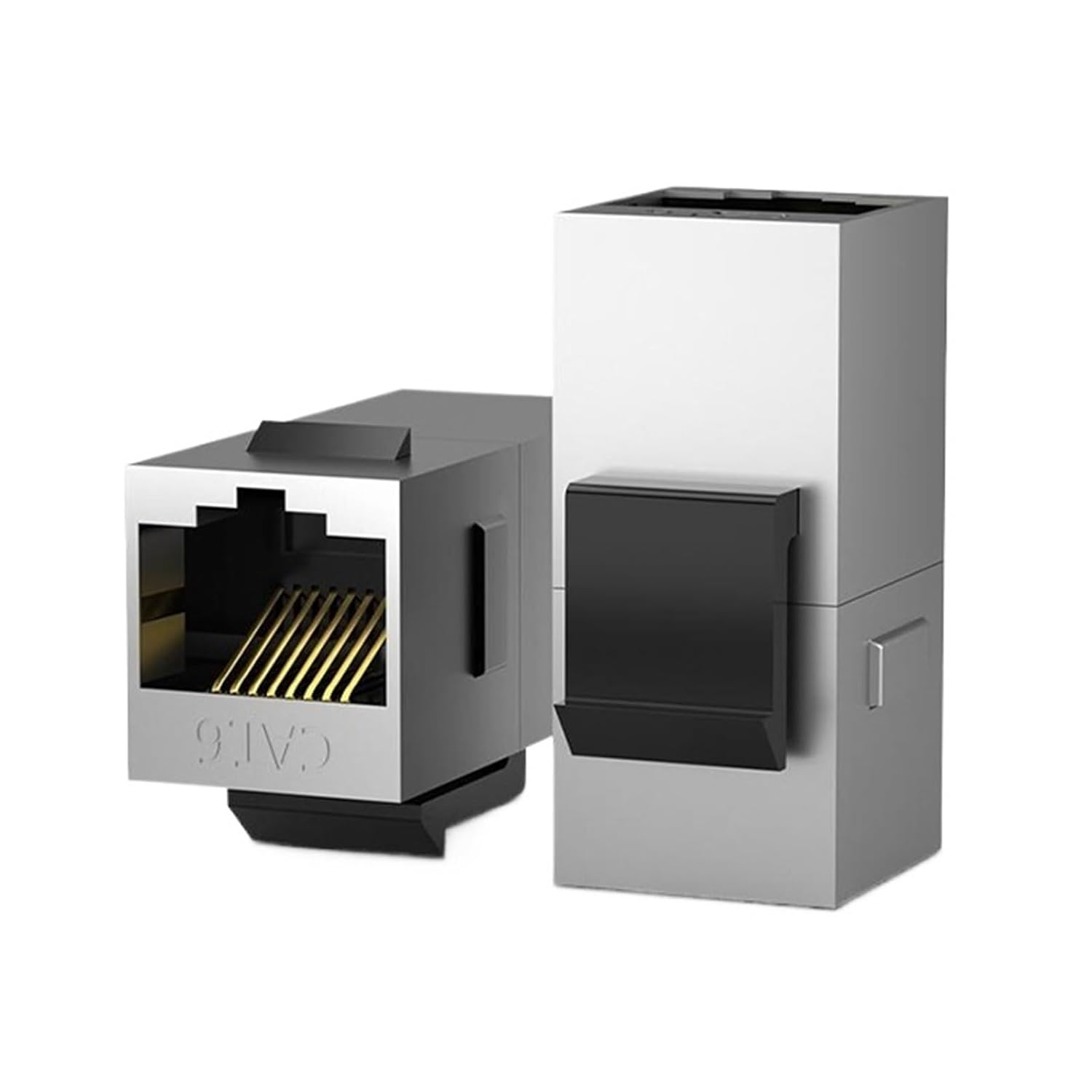 2-Piece RJ45 Coupler Inline Coupler for Cat7/CAT6A/CAT6/CAT5E Female to Female(CAT6A STP)