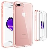 iPhone 7 Plus Case, Zuslab [Compact] Built-In HD Clear Screen Protector Full-Body Hybrid Protective Cover [ Crystal PC Back ] Impact Resistant Bumper for Apple iPhone 7 Plus 2016 (Rose Crystal/White)