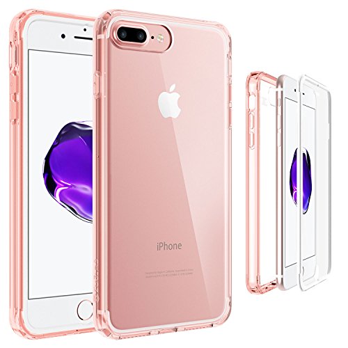 iPhone 7 Plus Case, Zuslab [Compact] Built-In HD Clear Screen Protector Full-Body Hybrid Protective Cover [ Crystal PC Back ] Impact Resistant Bumper for Apple iPhone 7 Plus 2016 (Rose Crystal/White)