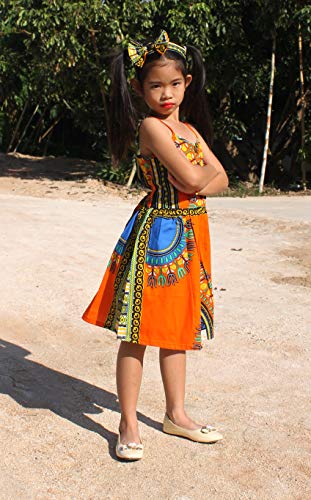 RaanPahMuang Light Cotton Dashiki Africa Childrens Angel Spaghetti Sac Bow Outfit4
