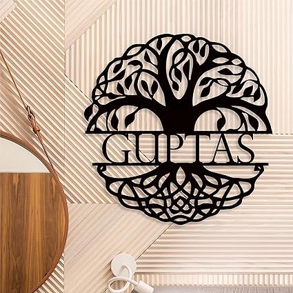Image of ZOCI VOCI Personalized Name Plate for Home Entrance Outdoor - Acrylic Body, Waterproof | Designer Door Plates for Flat, Bungalow & Apartment - Customized (10 INCH DIA, Bodhi Tree)
