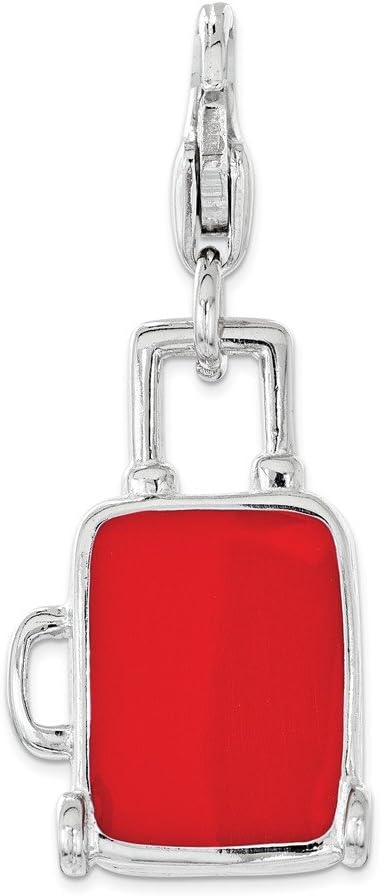 Jewels By Lux Sterling Silver Enameled Canadian Flag Suitcase Lobster Clasp Charm