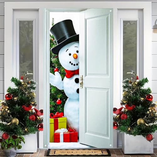 Nœud rouge boîtes cadeaux pour housse de porte Merry Christmas BlissYard