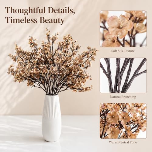 Image of Mandy's 6 Bundles Artificial Light Brown Baby's Breath Flowers