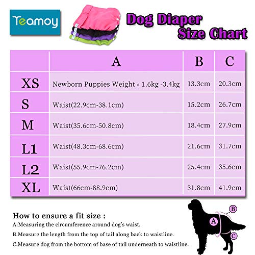 Teamoy 4er Set Weibliche Hundewindeln, Umweltfreundliche & Wiederverwendbar Wickelwindeln für Hunde, Waschbare Windeln für Hündinnen, (M)