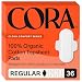 Cora Ultra Thin Organic Cotton Period Pads, Regular Absorbency, with Wings & Dry Wicking Technology (New & Improved 36 Count)
