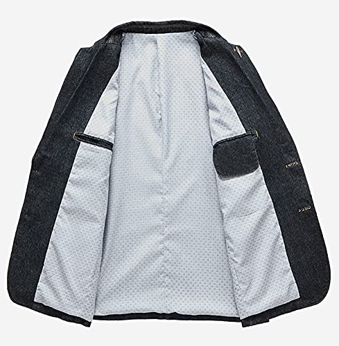 Kedera Mens Classic Notched Collar 2 Button Washed Denim Blazer Jeans Suit Jacket2