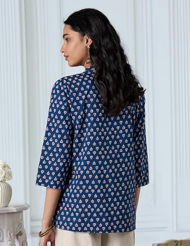 Image of Amazon Brand - Myx Women Cotton Printed A-line Short Kurti (Available in Plus Sizes)