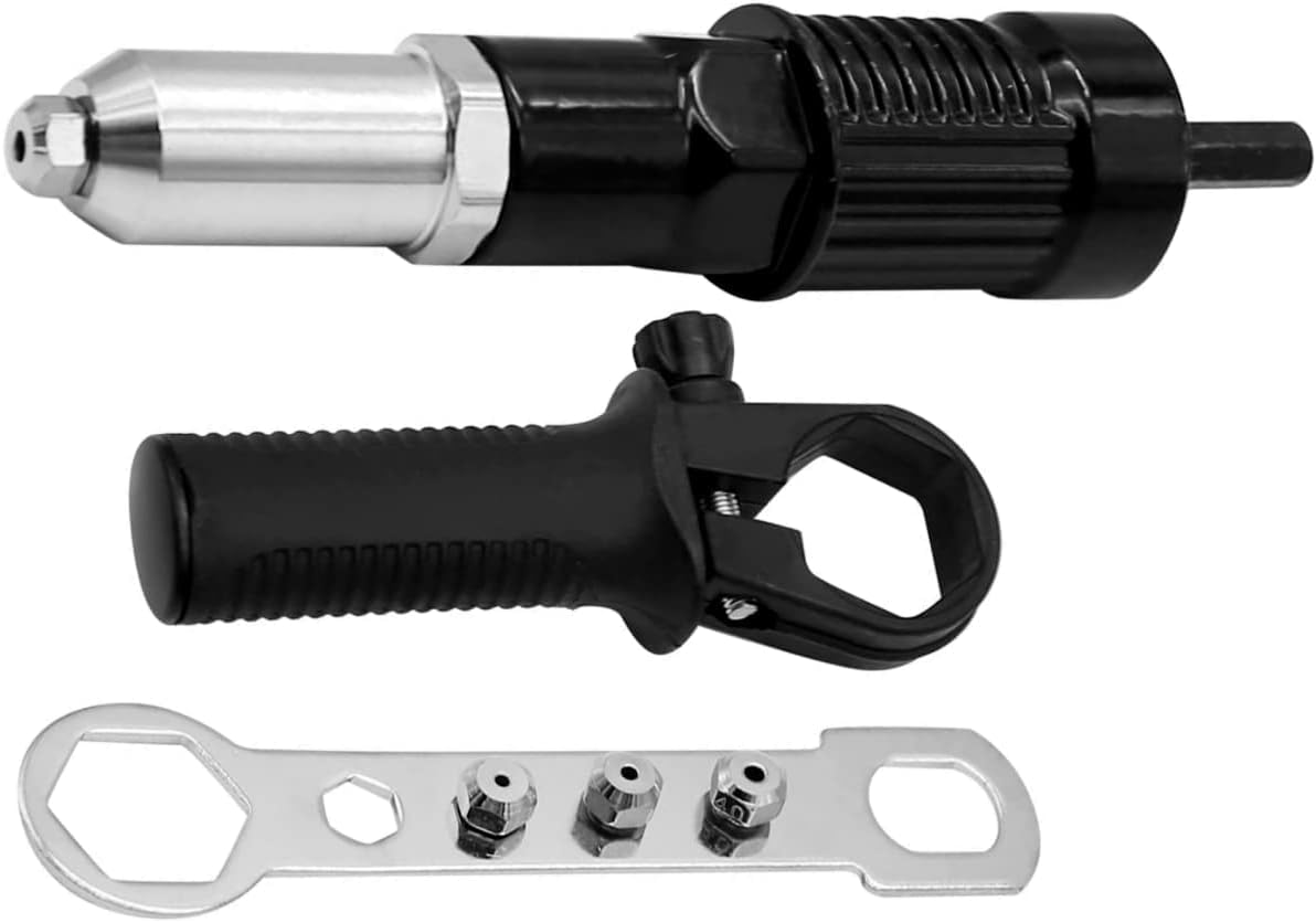 Herramienta de remachadora profesional, kit de adaptador de remachadora inalámbrica profesional, herramienta de tuerca remachadora, accesorio de taladro para taladro eléctrico inalámbrico (4 tamaños
