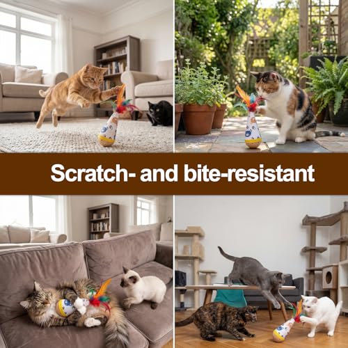 Jouet interactif autoportant pour chat avec plumes Walfront - 6
