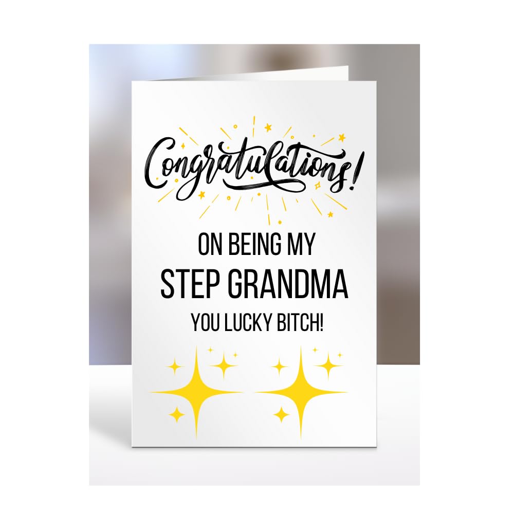 Congratulations on being my STEP GRANDMA, you lucky btch, Funny Card, Joke, Silly, Gag, Birthday, Gifts for Women, A5-65_127 โ image 1