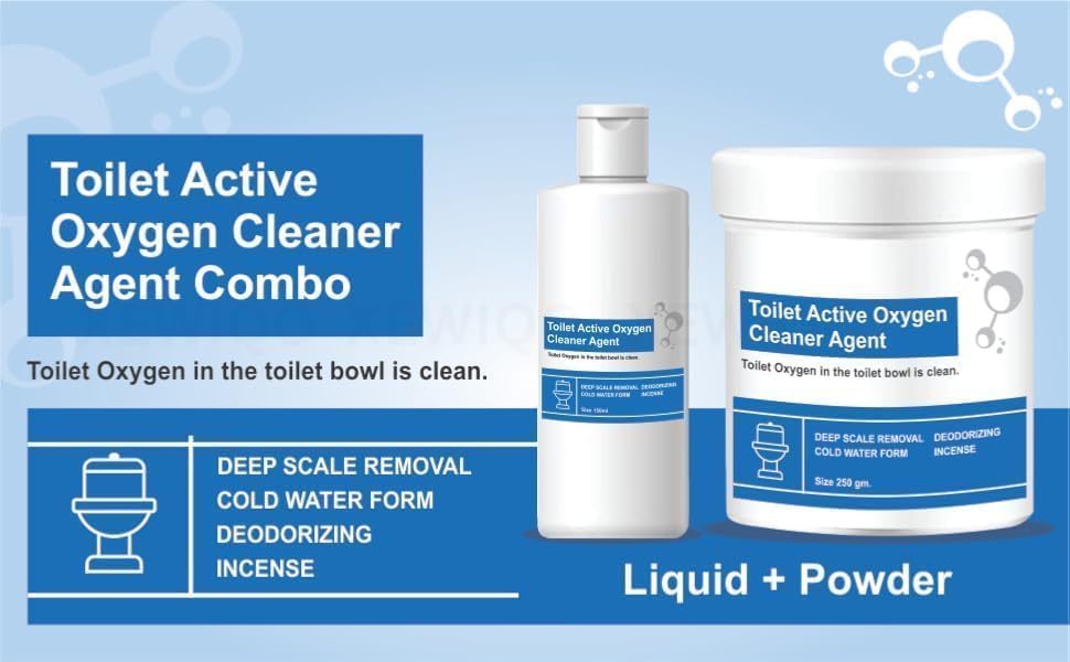 Image of Toilet Active Oxygen Agent Cleaner Toilet Powder With Super Active Cleaning Liquid Agent, Can Effectively Remove Stubborn Dirt From Toilet Etc- 250 Gram(powder)+100 Ml (Liquid)