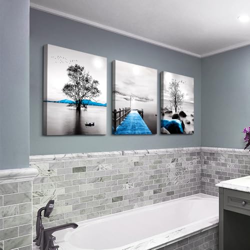 Wall Decorations For Living Room Framed Canvas Wall Art For Bedroom Office Wall Decor Black And White Ocean Landscape Wall Paintings Large Size Modern Posters Pictures Artwork For Home Decor 3 Piece