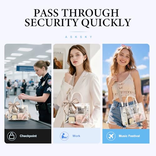 Image of Clear Tote Bag Stadium Events Transparent Clear Purse for Women Thick PVC Shoulder Bag with Guitar Strap for Concert