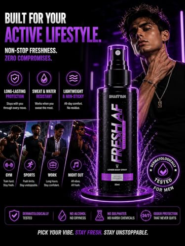 Image of Fresh AF Intimate Spray for Men (750 Sprays) | pH Balanced, Anti-Bacterial, Anti-Odour with Aloe Vera | Hygiene Spray for Lower body Odour Control | Pre /post gym, travel, shower | Barely there - Mild subtle scent