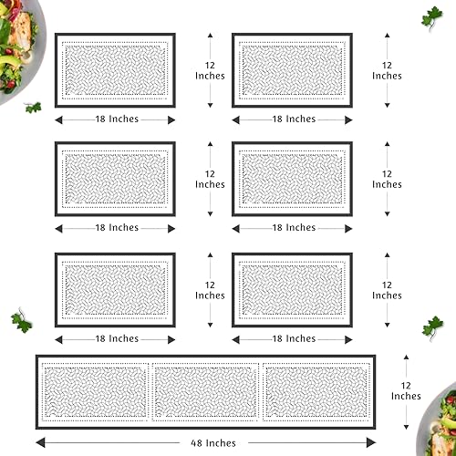 Image of Handmade River Grass Dining Table Mats Set of 6 Pieces & Runner | Heat Resistant Korai Grass Dining Mats | Natural Eco Friendly Madurkathi Placemats | Nature Green Tablemats