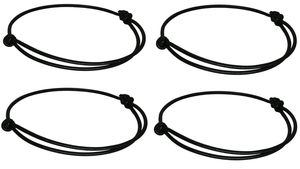 Wustifyz - Black Thread Bracelet Stylish Adjustable Nautical Braided Rope Wrist Band for Men Women Girls Boys (Black) (Black, Pack of 4) (B09X763FW3) Amazon Price History, Amazon Price Tracker