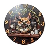 Fxzqgnh Orologio da Parete Sospeso con Motivo a Gatto, Stile Vintage, Numeri, Decorazione Moderna per Bar E Caffetterie, Sx2 25cm