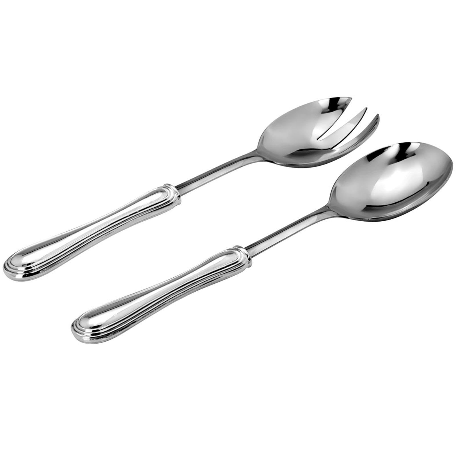 Salatbesteck 2-TLG. 24 cm versilbert mit Edelstahl-Laffe - Servierbesteck mit Gabel und Löffel für Salate, Bowls und Beilagen - ideal für Tischkultur, Buffet, Gastronomie & Geschenk