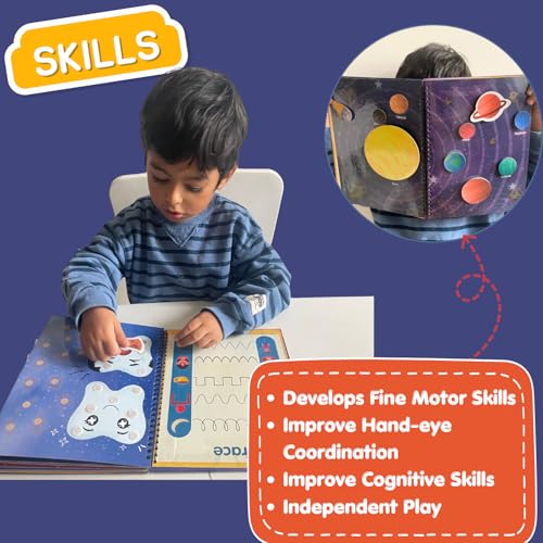 Image of CocoMoco Kids Busy Book for Toddlers 2-4 Years | Educational Toys for 2+ Year Old Boys Girls | Montessori Busy Binder Quiet Book | Activity Books with 7 Learning Games | Return Gift for Birthday