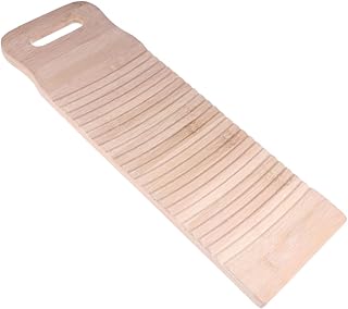 SOPOTUTU Solid Wooden Laundry Washboard Antislip Vintage Cleaning Board for Hand Washing Natural Design Easy to Use for Shirts and