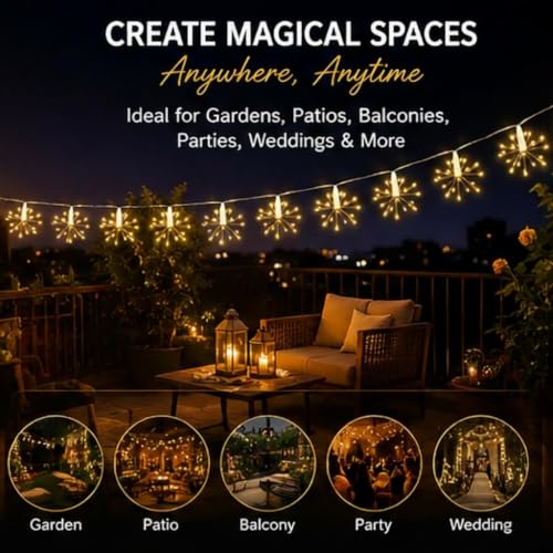 Image of Desidiya 12 Starburst Sparkle LED String Lights for Decoration Warm White