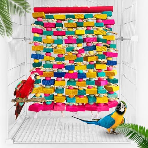 Durable Bird Toys for Large Parrots That Will Surprise You 4 WQY GroceryShop Extra Large Bird Toys for Macaws, Multicolored Wooden Blocks Bird Chewing Toy Parrot Cage Bite Toy for Macaws Cokatoos African Grey and Large Medium Parrot Birds