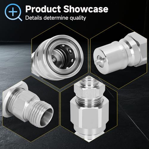 Image of 2Pcs M14 M16 Hydraulic Quick Connect for Agt Mini Excavators, Metric Hydraulic Fittings, M14 Female to M16 Male, M14 to M16 Hydraulic Adapter with 4 Metric Fittings 4 Female Fittings