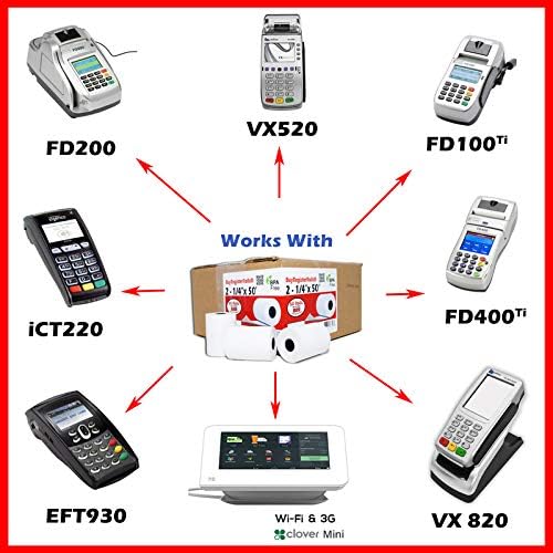 Miniatura 2 de (100 rollos) 2 14 x 50 Rollos de papel térmico para recibo de 55 GSM, papel alemán de calidad premium, se adapta a todos los terminales de tarjetas