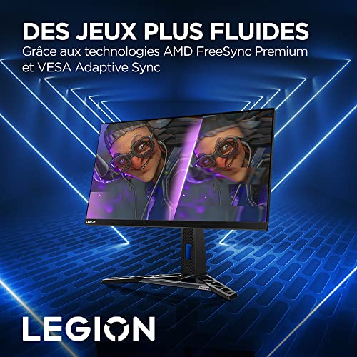 Lenovo Legion Y27-30 - Écran Gaming 27" EyeSafe (FHD, IPS, 180Hz, 0.5ms MPRT, HDMI+DP+USB, Câbles DP et USB-A vers B, FreeSync Premium, Haut-parleurs) Réglage en Inclinaison/Hauteur/Rotation/Pivot