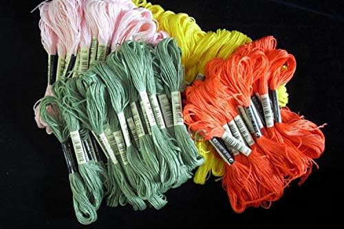 kkhouse 50 peças de linha de seda DIY bordado de cor aleatória fios de ramo Dmc fio dental novelo de