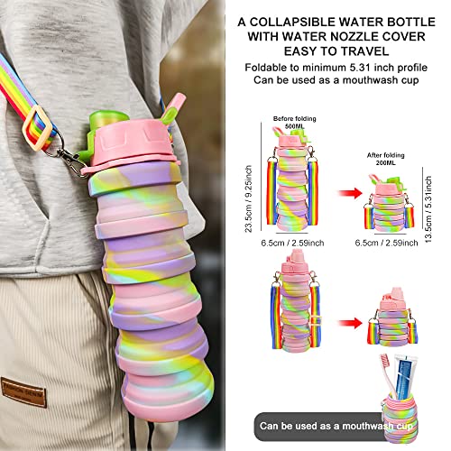 Watmhhjq Silicone Collapsible Water Bottles, 16Oz 500Ml Portable Foldable Expandable Water Bottle Sports Cups With Carabiner, Leak Proof Reusable Bpa Free, For Outdoor Activities Travel (2# Rose Red) #TOP3