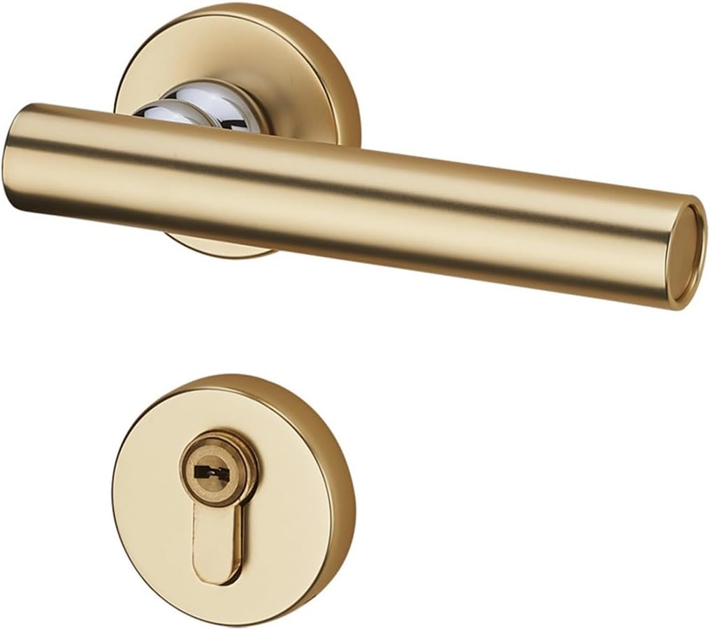 Copper Door Locks Indoor Bedroom Mute Magnetic Solid Wood Room Gold