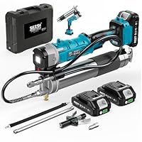 Seesii Innovative 2-in-1 Akku Fettpresse: Hocheffizientes 5,3 oz/min 12000 PSI Fettpresse Kit mit 2 * 2.0Ah Batterien und Ladegerät, einfach zu bedienen für Landwirte, Maschinenbediener und Besitzer
