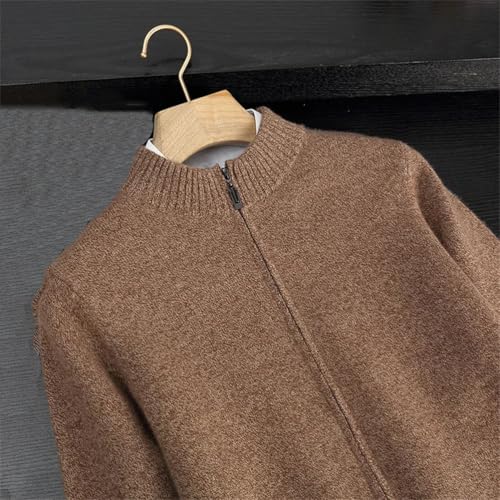 Men Full Zip Sweater Mock-Neck Cardigan Long Sleeve Zipper Cardigan Thick Casual Knitwear Sweaters3