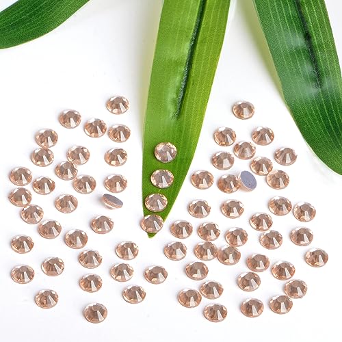 Image of Bymitel Hotfix Crystal Rhinestones Round Gems Iron on DIY Jewelry Making Flat Back for Crafts,Lt. Peach, 3.8mm(SS16 /2880pcs)