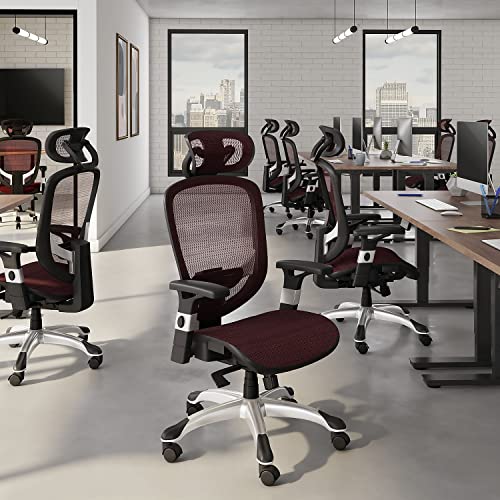 staples hyken ergonomic swivel task chair adjustable with breathable mesh amp lumbar support perfect for homeamp office maroon